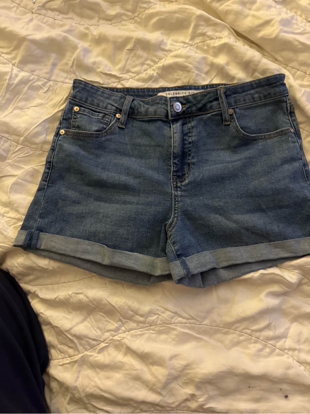 Celebrity Pink Medium Wash Cuffed Denim Shorts | Mid Rise | Summer Jean Shorts